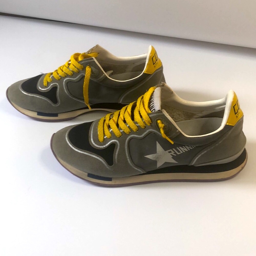 Golden Goose Grey and Black Sneakers with Yellow Laces - Picture 3 of 7